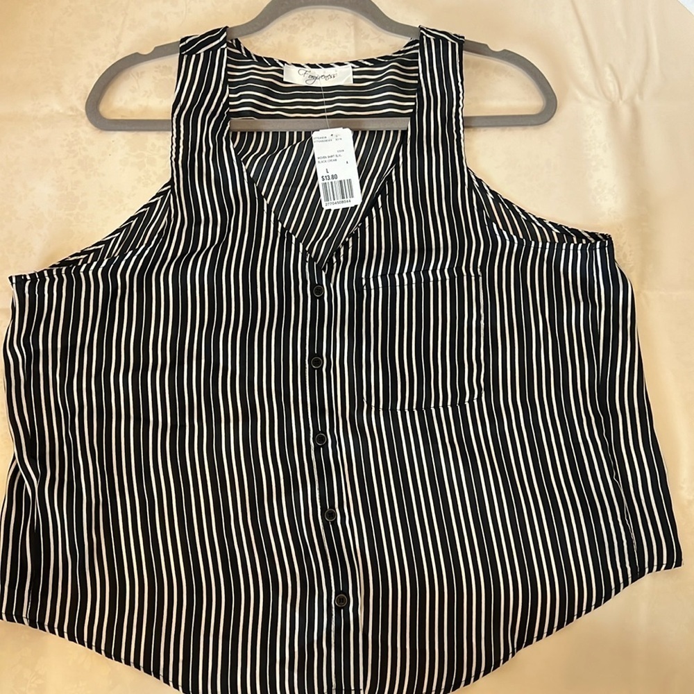 Forgiveness Woven Black/Cream Blouse/Top  Size L